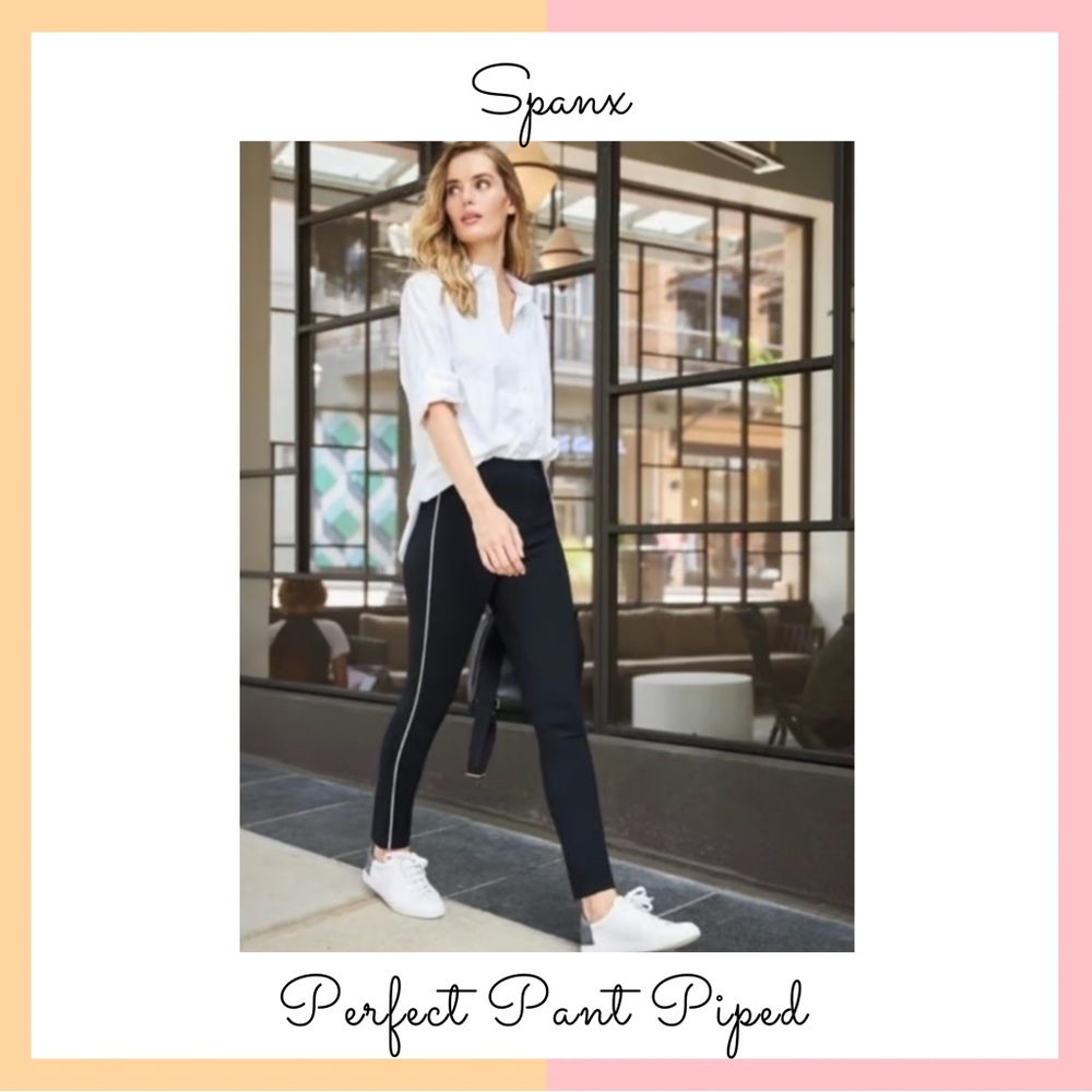 SPANX Black Pants with White Trim